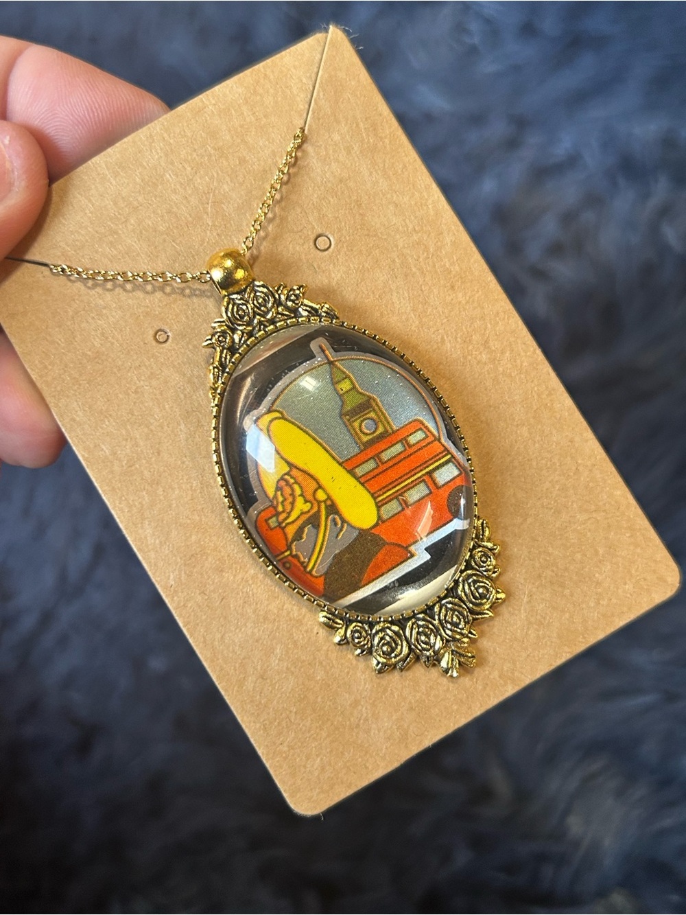 Handcrafted vintage 1978 matchbook playboy dome glass cameo pendant necklace